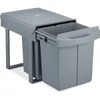 Relaxdays Einbaumülleimer 3-fach, ausziehbar, Küchenmülleimer für Unterschrank, 20 l & 2x 10 l, 41,3x34x51,8 cm, grau