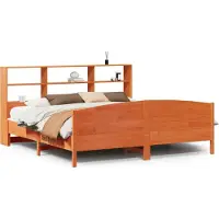 Syfax Massivholzbett mit Regal ohne Matratze Wachsbraun 200x200 cm