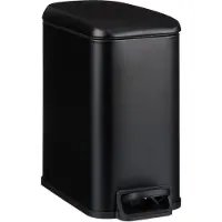 Relaxdays Mülleimer Bad, 5 l, Kosmetikeimer mit Soft-Close, matte Optik, entnehmbarer Inneneimer, Treteimer, schwarz