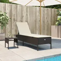 Prolenta Maison Exclusive - Sonnenliege mit Tisch und Auflage Braun Poly Rattan