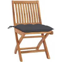 vidaXL Gartenstühle 2 Stk. mit Anthrazit Kissen Massivholz Teak