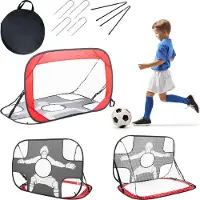 Outtec Fußballtor Faltbar, Pop Up Tor - 120x72x73 cm - Fußballtrainingsgeräte für Kinder und Erwachsene - inkl. Netz, Bodenanker - Garten, Training