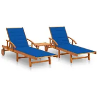 Prolenta Maison Exclusive - Sonnenliegen 2 Stk. mit Tisch und Auflagen Massivholz Akazie