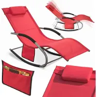 SoBuy OGS28-Rx2 Sonnenliege 2 Personen Liegestuhl Gartenliege wetterfest Schaukelstuhl mit Kopfkissen Schaukelliege Strandliege Outdoor bis 150 kg Rot