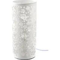 Gilde Tischleuchte, Blumendesign, Porzellan, weiß, VE 1, H. 27 cm, D. 12 cm 32013 4009079320138
