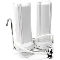 Naturewater TR201 2 Stufen Counter Top Wasserfilter, 0,5 µ Filterpatrone Sedimentfilter, 5 µ Aktivkohle Block, mit Universaladapter