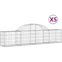 vidaXL Gabionen mit Hochbogen 5 Stk. 200x30x40/60 cm Verzinktes Eisen
