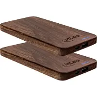 InLine 2er  woodplate, USB Powerbank 5.000mAh, mit LED Status Anzeige, Echtholz, Walnuss, 2.1A Ausga