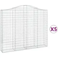 vidaXL Gabionen mit Hochbogen 5 Stk. 200x30x160/180cm Verzinktes Eisen