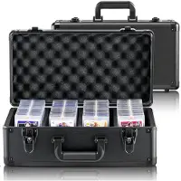 Vevor Aufbewahrungsbox, 4 Fächer, Tragetasche für Sammelkarten mit Schaumstoffteilern und Schlüsselschloss, 388 Top Loader oder 999+ lose Karten