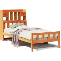 Syfax Massivholzbett mit Regal ohne Matratze Wachsbraun 75x190 cm
