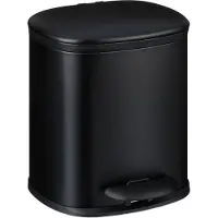 Relaxdays Mülleimer Bad, 5 l, Kosmetikeimer mit Soft-Close, matte Optik, 2 entnehmbare Inneneimer, Treteimer, schwarz