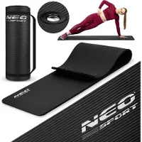 Neo-Sport Gymnastikmatte mit Löchern, dick, 183 x 60 cm, - 192000, schwarz