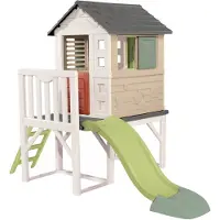 Smoby Life - Stelzenhaus - Spielhaus mit Rutsche, XL Spiel-Villa auf Stelzen, mit Fenstern, Tür, Veranda, Leiter, für Jungen und Mädchen ab 2 Jahren