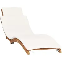 vidaXL "im Angebot" Klappbare Sonnenliege 1-Personen - Strandliege - mit Cremeweißer Auflage Massivholz Teak - Gartenliegen CC3772