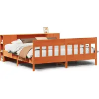 Syfax Massivholzbett mit Regal ohne Matratze Wachsbraun 200x200 cm