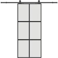 Syfax Schiebetür mit Beschlag Schwarz 90x205 cm Hartglas