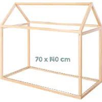 Roba Nachhaltiges Montessori Hausbett 70 x 140 cm - Kinderbett ausem Massivholz - Ab 12 Monate - Bambus natur
