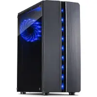 Inter-Tech 88881309, Mini Tower, PC, Schwarz, ATX, ITX, micro ATX, Heimbüro, Blau