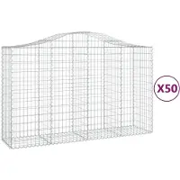 vidaXL Gabionen mit Hochbogen 50Stk. 200x50x120/140cm Verzinktes Eisen