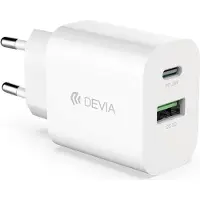 Devia Wandladegerät Smart PD 1x USB-C 1x USB 20W weiß Schnellladegerät