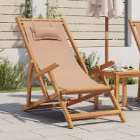 vidaXL Möbel Strandstuhl Klappbar Taupe Massivholz Eukalyptus und Stoff - Gartensessel 366561