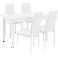 En.casa [] Esstisch mit 4 Stühlen weiß 120x60cm Küchentisch Esszimmertisch