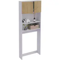 VCM Waschmaschinenschrank | Praktischer Überbauschrank mit viel Stauraum | Maße ca. B. 70 x H. 182 x T. 21 cm | Waschmaschinenregal für Bad und Waschküche | Waschmaschinenüberbauschrank- Goralo