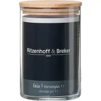 Ritzenhoff & Breker Vorratsglas "FAIA", rund, 1,0 l aus Glas, zylindrisch, Buchenholzdeckel mit Silikon - 3 Stück (8154