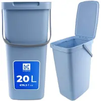 Kadax Abfallbehälter mit Deckel und Griff, Abfalleimer aus Plastik, Mülleimer für die Mülltrennung (Blau, 20L)