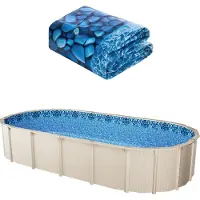 Vevor ovale Schwimmbadfolie, 914x457x120 cm, Innenabdeckung in Standardstärke, verschleißfest, wasserspeichernd, geeignet für Becken mit einer Wandhöhe von 132 cm