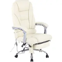 CLP Bürostuhl höhenverstellbar Pacific drehbar mit Massagefunktion 150kg belastbar creme