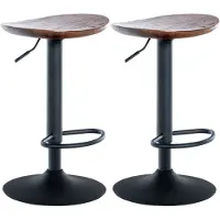 DELUKE Barhocker 2er Set höhenverstellbar Walnuss SABU - Holz, 56-80x41x38,5cm | Barhocker ohne Lehne Tresenhocker Barstuhl Küchenhocker Thekenhocker hoher Stuhl