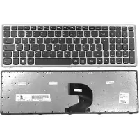 T-ProTek DE Schwarz Tastatur mit Grau Rahmen, Ohne Beleuchtung kompatibel für Lenovo IdeaPad Z500
