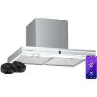 Klarstein Auriana Dunstabzugshaube - 60 cm Wandhaube, 700 m³/h Luftdurchsatz, A+ , WLAN- & Touch-Steuerung, LED-Beleuchtung 6000 K, 110 W Motor, Schwarz, Abluft & Aktivkohlefilter