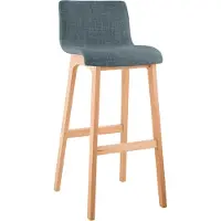 DELUKE Barhocker TENAR - Stoff Blau 41x46x102 cm Braun | Barstuhl Mit Lehne Tresenhocker Tresenstuhl Kneipenhocker Kneipenstuhl