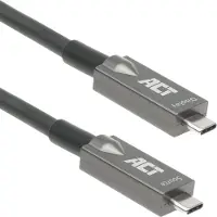 ACT USB-C 3.2 Gen2 Active Optical Cable (AOC) Anschlusskabel, 5m, 5 m, USB C, USB C, USB 3.2 Gen 2 (3.1 Gen 2), 10 Gbit/s, Schwarz, Grau