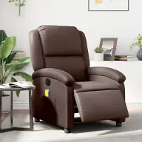 vidaXL Massagesessel Elektrisch Braun Kunstleder , Klassische Sessel 2024 Neu