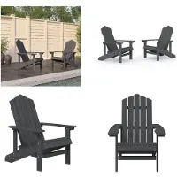 vidaXL Adirondack Gartenstühle 2 Stk. HDPE Anthrazit - Gartenstuhl - Gartenstühle - Outdoor Stuhl - Gartensessel