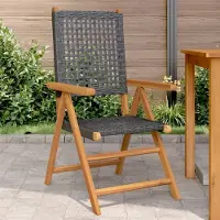 vidaXL "im " Gartenstühle 2 Stk. - bis 150 kg - Schwarz Massivholz Akazie und Poly Rattan - Stapelsessel CC16881