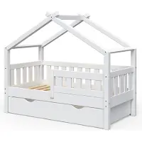 VitaliSpa Hausbett Design Weiß 70x140 cm mit Schublade, Model 33269