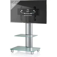 VCM TV Standfuß mit Zwischenboden 22-40 Zoll | VESA max. 600x400 bis 30 kg | Fernseh Ständer aus Alu | TV Bodenständer mit Rollen | Maße ca. H. 100 x B. 60 x T 44 cm | Fernsehstand Bilano
