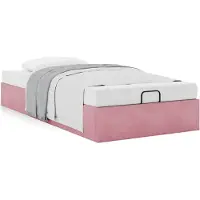 Syfax Ottoman-Bett ohne Matratze Rosa 100x200 cm Samt