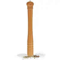 Relaxdays Salz- und Pfeffermühle, XXL Gewürzmühle, Holz, Keramikmahlwerk, manuell, HxD: 51,5 x 6 cm, klassisch, natur
