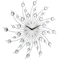 Relaxdays Wanduhr XL mit Glitzer, Küchenuhr groß, moderne Wohnzimmeruhr, Analoguhr Wand, 50 cm Durchmesser, silber
