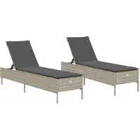 Syfax Sonnenliegen mit Auflagen 2 Stk. Hellgrau Poly Rattan