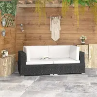 vidaXL "im Angebot" Ecksofas 2 Stk. mit Auflagen Poly Rattan Schwarz - Stapelsessel CC20104