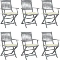 vidaXL Eleganten-Stil Klappbare Gartenstühle 6 Stk. mit Sitzkissen Massivholz Akazie - Gartenstühle Hommie6326834 3parcel