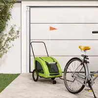 vidaXL Möbel Fahrradanhänger Hunde Grün Oxford-Gewebe und Eisen - Fahrradanhänger &49935