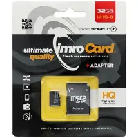 IMRO MICROSD10/32G UHS-3 ADP, 32 GB, MicroSDHC, Klasse 10, UHS-III, Class 3 (U3), Schwarz